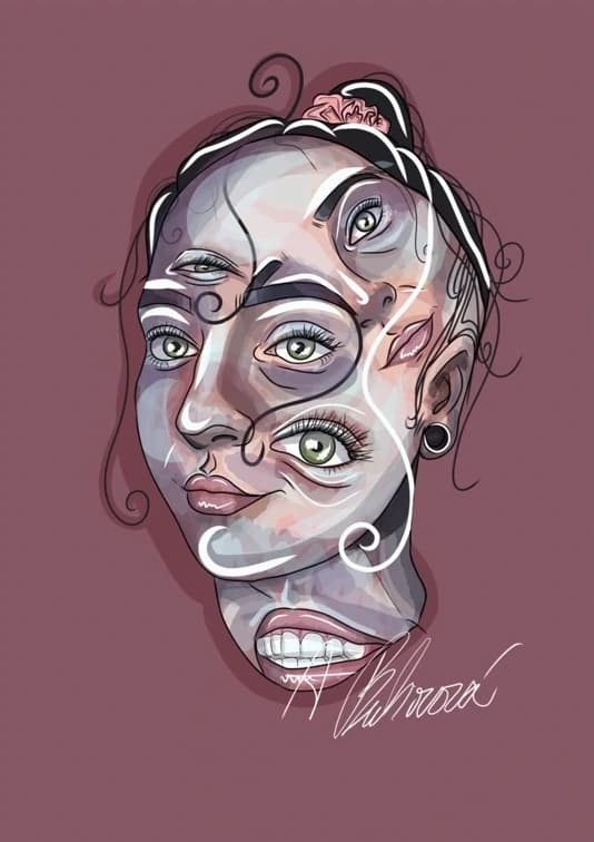 Detail Alexandrinej vektorovej ilustrácie Tváre.